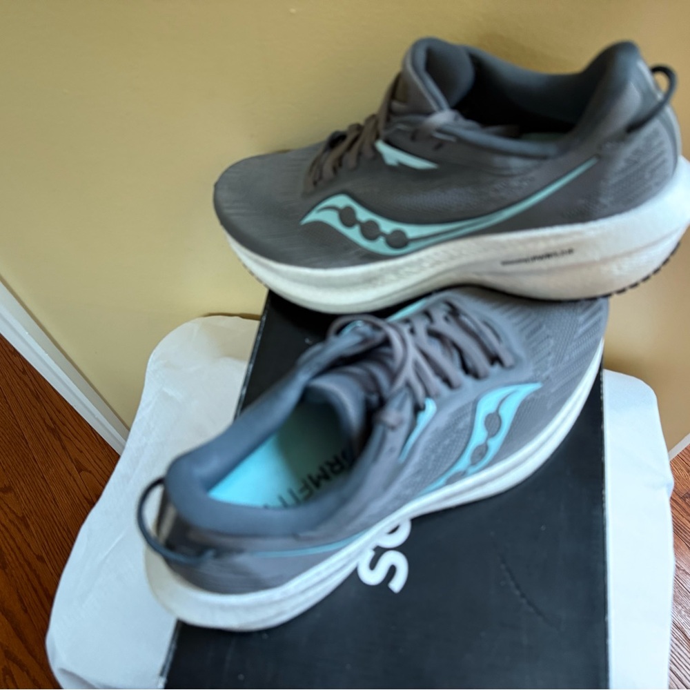 SAUCONY Triumph 21 Gray and Teal Athletic Shoes - Picture 7 of 9